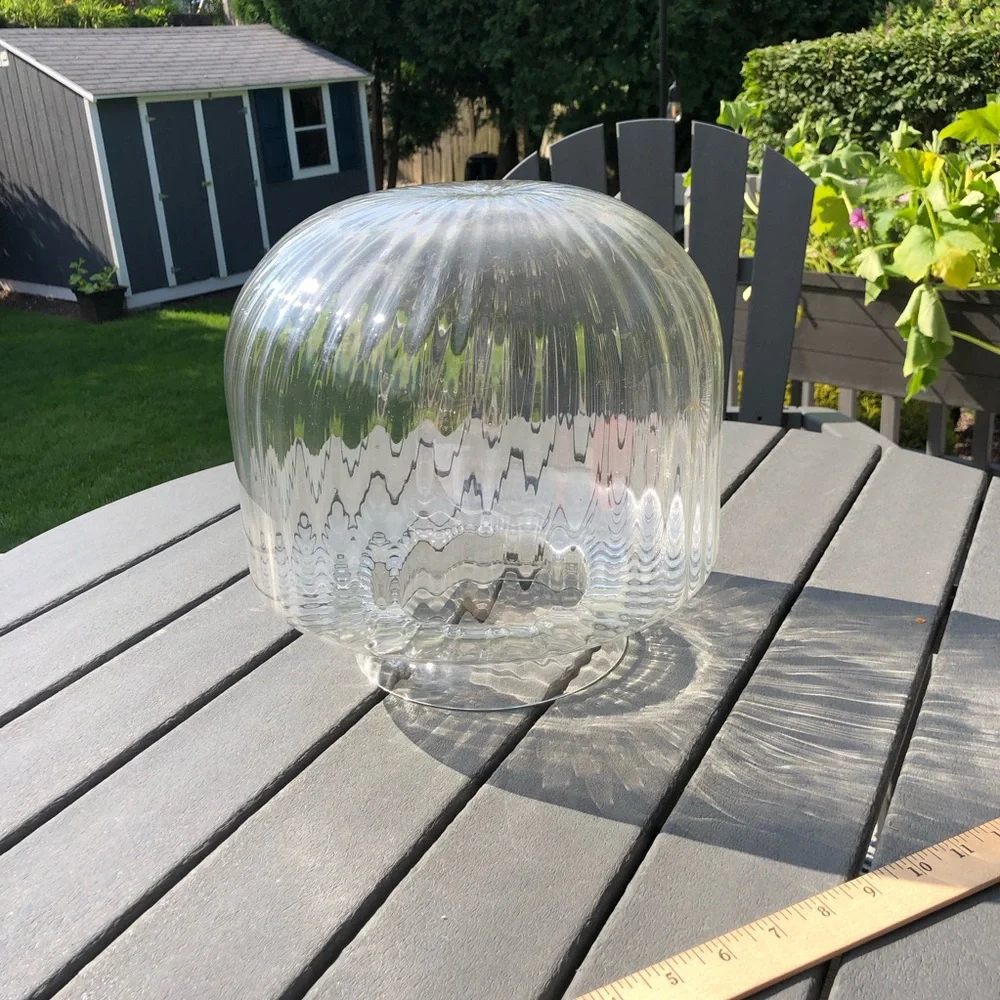 Vintage mid century Clear Ribbed Glass Decorative Vase - Clear